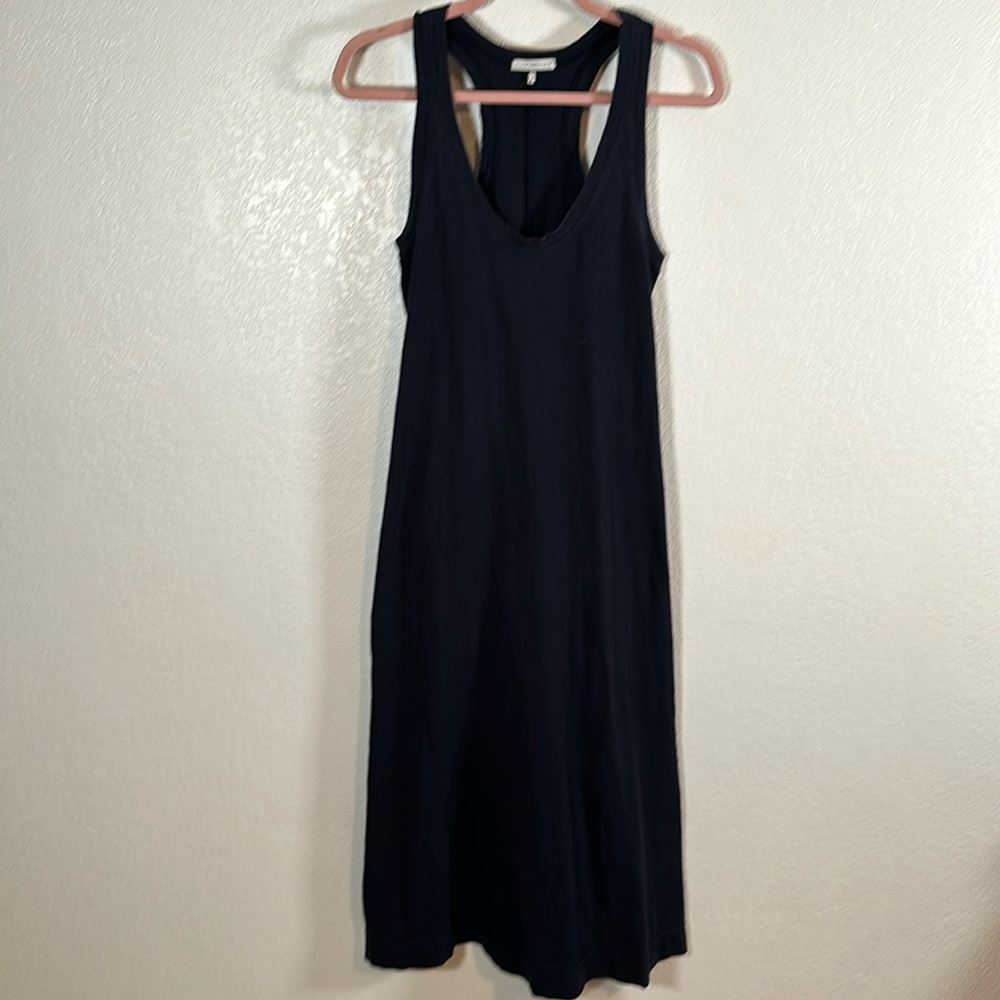 Standard James Perse Navy Racerback MIDI Slub Cotton Dress Size 2